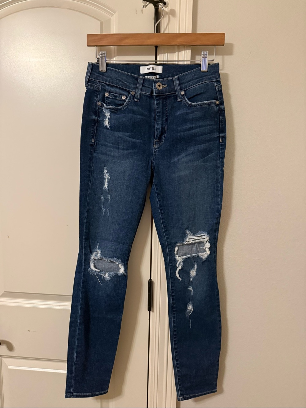 pistola Dark Blue Distressed Skinny Jeans